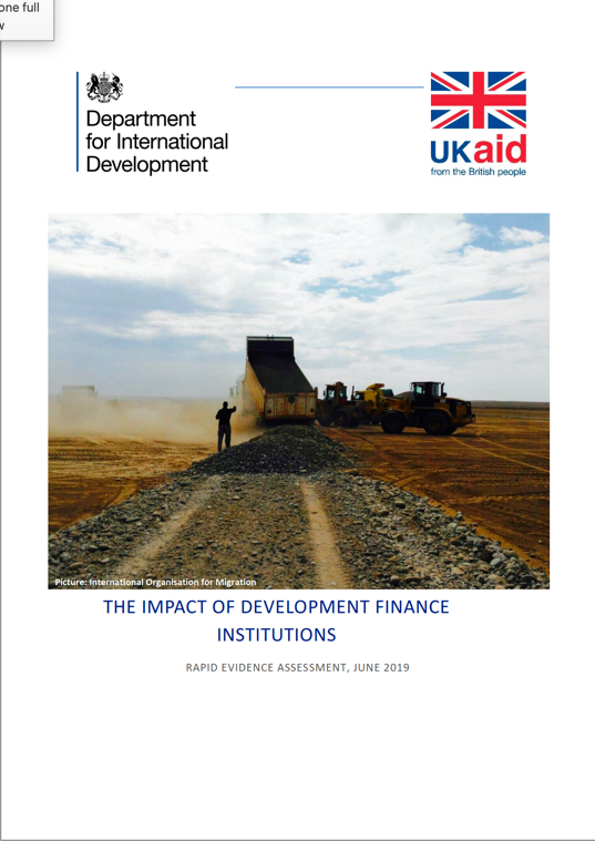 The Impact of Development Finance Institutions: Rapid Evidence Assessment